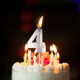 Lumanare Cifra 4, Flippy, Model Diamond, 5 x 3.4 cm, Argintiu - vivimall.ro