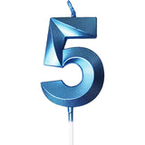 Lumanare Cifra 5, Flippy, Model Diamond, 5 x 3.4 cm, Albastru - vivimall.ro