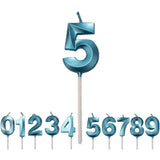 Lumanare Cifra 5, Flippy, Model Diamond, 5 x 3.4 cm, Albastru - vivimall.ro