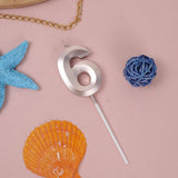 Lumanare Cifra 6, Flippy, Model Diamond, 5 x 3.4 cm, Argintiu - vivimall.ro