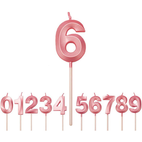 Lumanare Cifra 6, Flippy, Model Diamond, 5 x 3.4 cm, Roz - vivimall.ro