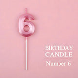 Lumanare Cifra 6, Flippy, Model Diamond, 5 x 3.4 cm, Roz - vivimall.ro