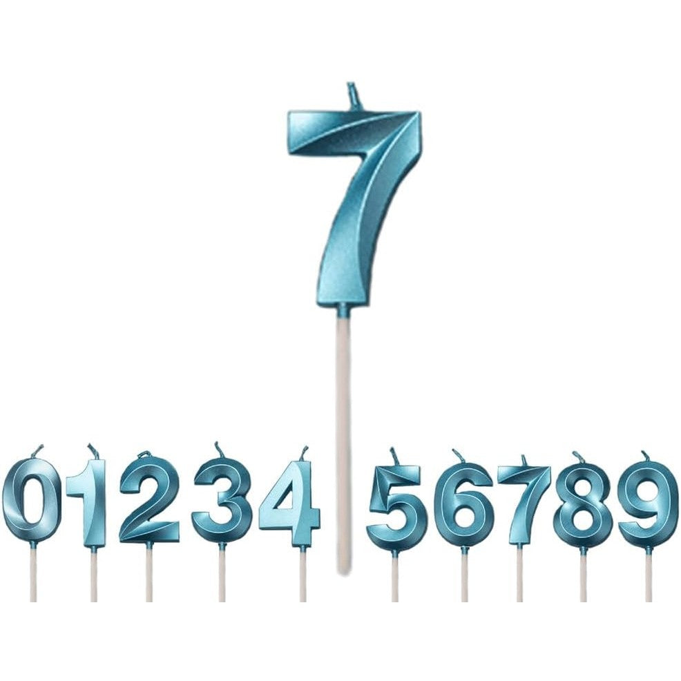 Lumanare Cifra 7, Flippy, Model Diamond, 5 x 3.4 cm, Albastru - vivimall.ro