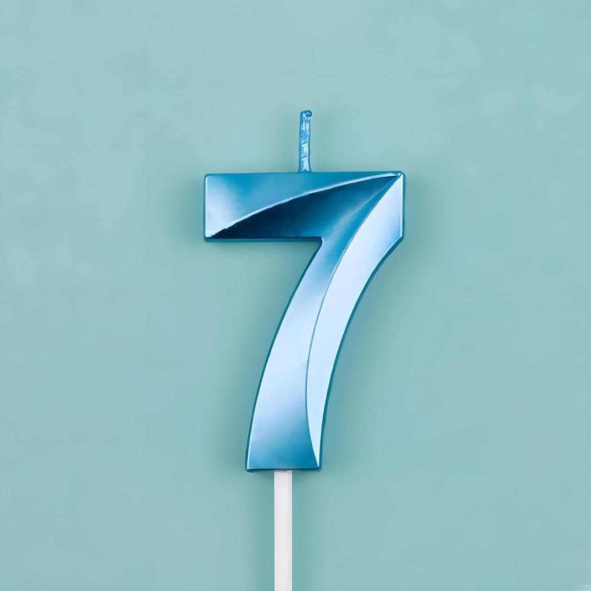 Lumanare Cifra 7, Flippy, Model Diamond, 5 x 3.4 cm, Albastru - vivimall.ro