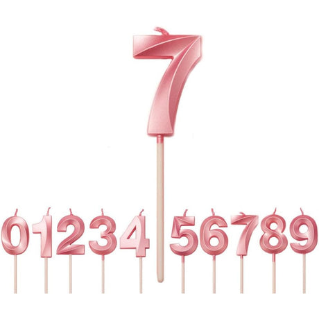 Lumanare Cifra 7, Flippy, Model Diamond, 5 x 3.4 cm, Roz - vivimall.ro