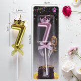 Lumanare Cifra 7, Vivimall, Model Coroana cu Fundita, Pentru Tort, 6 x 2.5 cm Mov - vivimall.ro