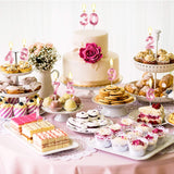 Lumanare Cifra 8, Flippy, Model Diamond, 5 x 3.4 cm, Roz - vivimall.ro