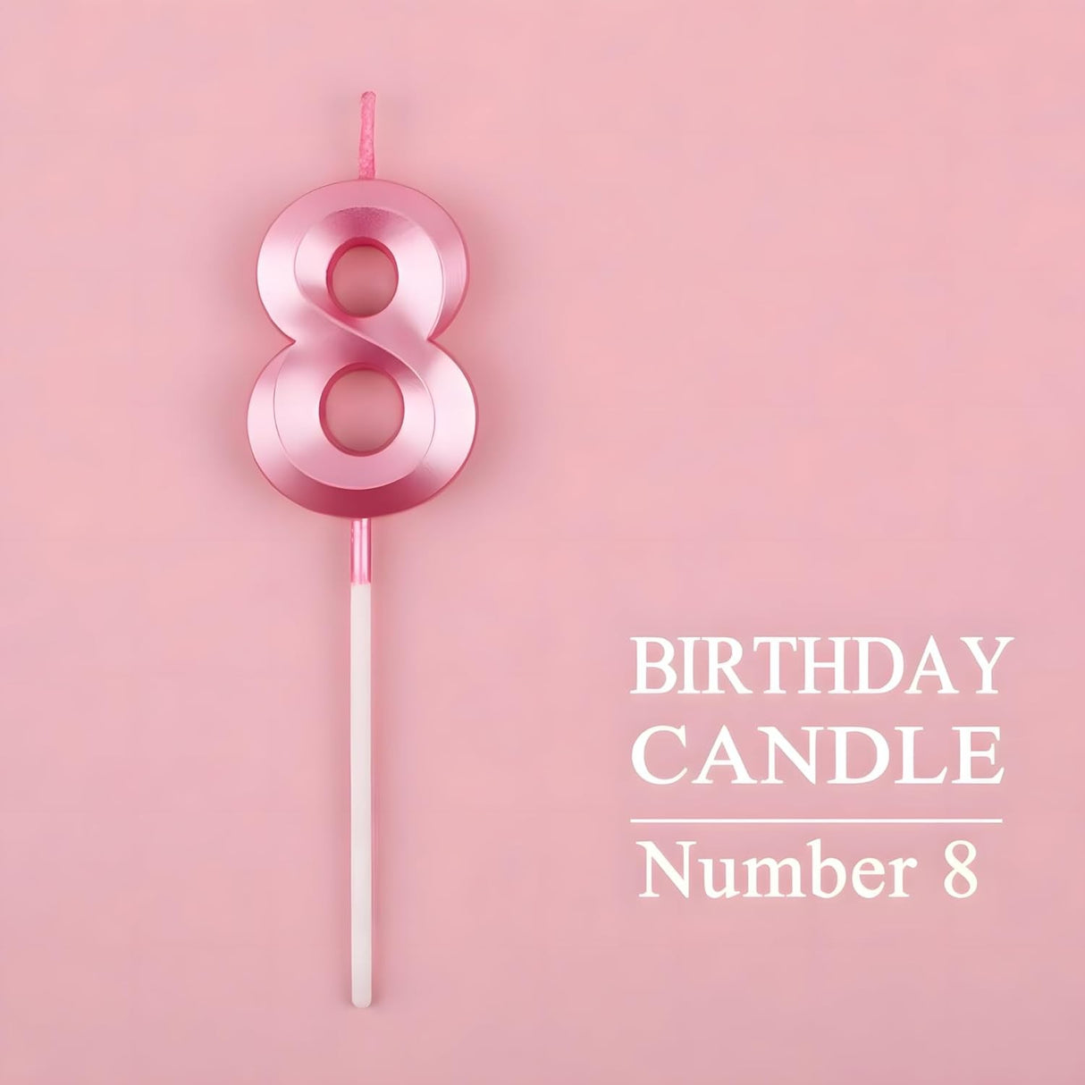 Lumanare Cifra 8, Flippy, Model Diamond, 5 x 3.4 cm, Roz - vivimall.ro