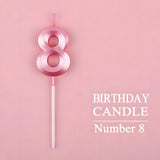 Lumanare Cifra 8, Flippy, Model Diamond, 5 x 3.4 cm, Roz - vivimall.ro