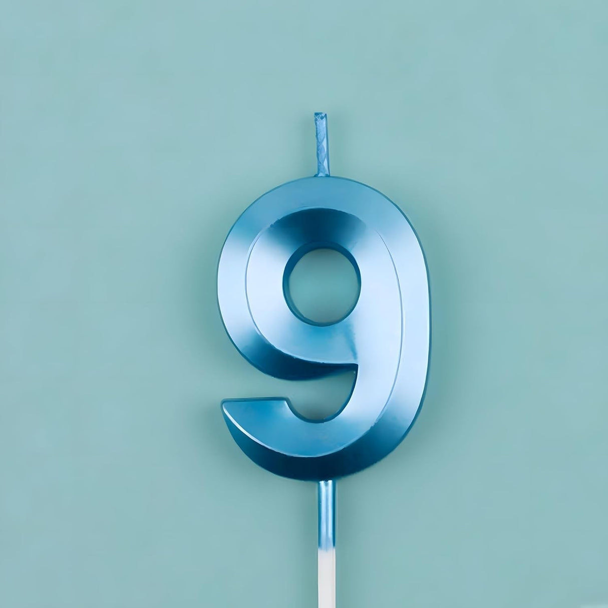 Lumanare Cifra 9, Flippy, Model Diamond, 5 x 3.4 cm, Albastru - vivimall.ro