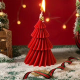 Lumanare de Craciun Parfumata, Flippy, Lumanare Rotativa cu Aromaterapie, Model Brad de Craciun forma Lunga, din Ceara de Soia, 11 x 8 x 8 cm, Rosu - vivimall.ro