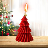 Lumanare de Craciun Parfumata, Flippy, Lumanare Rotativa cu Aromaterapie, Model Brad de Craciun forma Lunga, din Ceara de Soia, 11 x 8 x 8 cm, Rosu - vivimall.ro