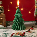 Lumanare de Craciun Parfumata, Flippy, Lumanare Rotativa cu Aromaterapie, Model Brad de Craciun forma Lunga, din Ceara de Soia, 11 x 8 x 8 cm, Verde - vivimall.ro