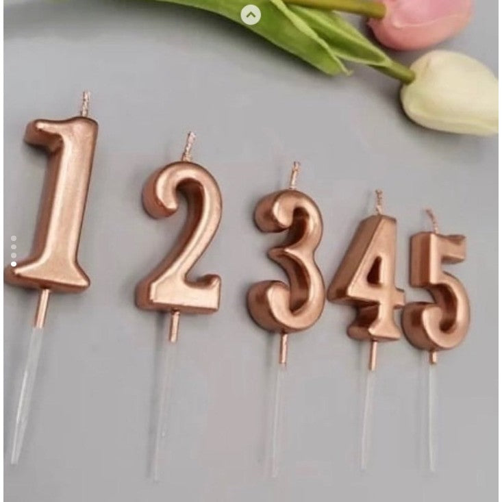Lumanare De Tort, Party, Din Parafina, Rose Gold - vivimall.ro