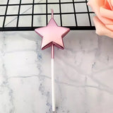 Lumanare de Tort, Vivimall, Model Steluta, Party, 8.5 x 3.2 cm, Roz Auriu - vivimall.ro