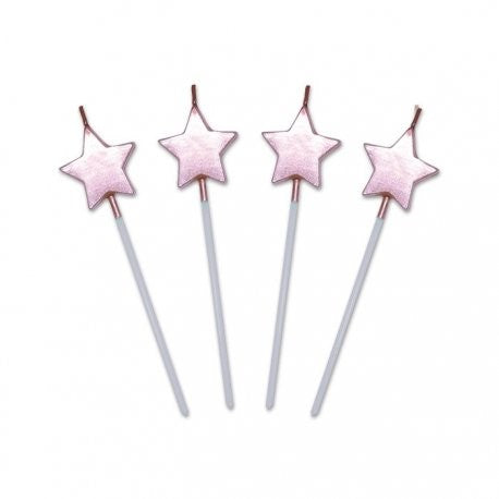 Lumanare de Tort, Vivimall, Model Steluta, Party, 8.5 x 3.2 cm, Roz Auriu - vivimall.ro
