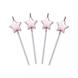 Lumanare de Tort, Vivimall, Model Steluta, Party, 8.5 x 3.2 cm, Roz Auriu - vivimall.ro