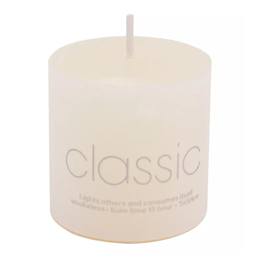 Lumanare Decorativa, Din Parafina, Cilindrica, Fara Fum Si Fara Parfum, 90 G, Ardere 12H, Ivory