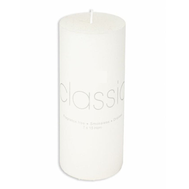 Lumanare Decorativa, Vivimall, din Parafina, Cilindrica, Fara Fum si Fara Parfum, 7 x 15 cm, 500 g, Ardere 72h, Ivory Alb - vivimall.ro