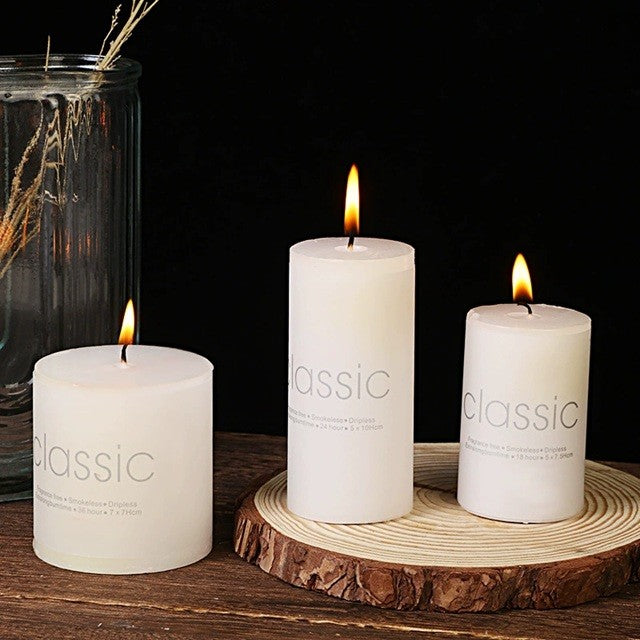 Lumanare Decorativa, Din Parafina, Cilindrica, Fara Fum Si Fara Parfum, 260 G, Ardere 36H, Ivory