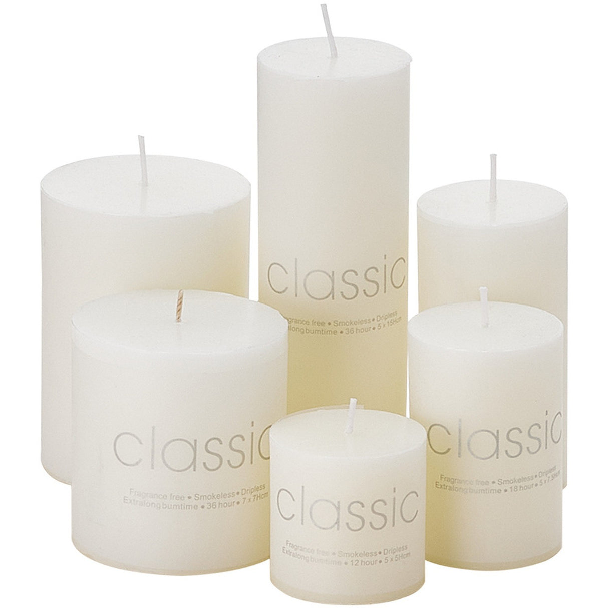 Lumanare Decorativa, Din Parafina, Cilindrica, Fara Fum Si Fara Parfum, 260 G, Ardere 36H, Ivory