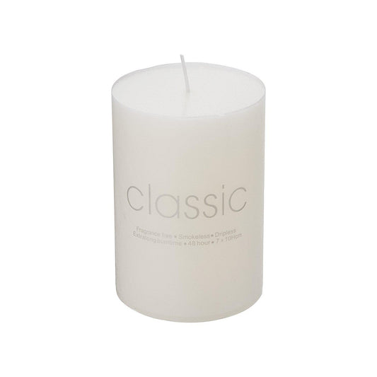 Lumanare Decorativa, Flippy, din Parafina, Cilindrica, Fara Fum si Fara Parfum, 7 x 10 cm, 300 g, Ardere 48h, Ivory Alb