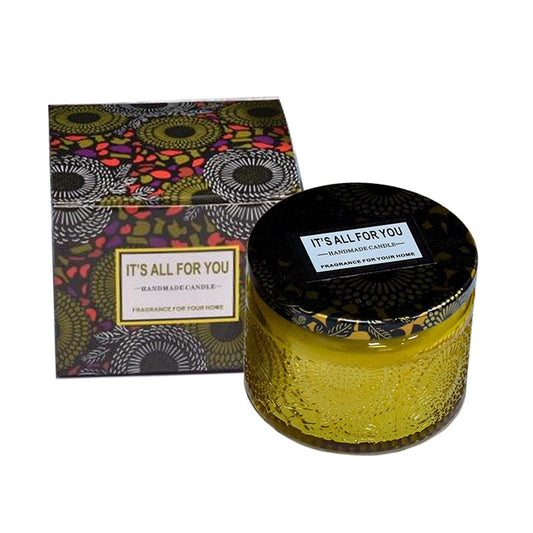 Lumanare Parfumata, Vivimall, Model Borcan, Galben, Aroma de Lavanda - vivimall.ro