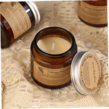 Lumanare Parfumata, Vivimall, Model Borcan Maro, Aroma de Ceai Alb Lychee, din Ceara Vegetala, 6 x 6.5 x 6.5 cm, Maro - vivimall.ro