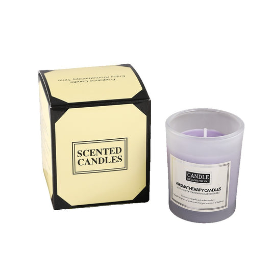 Lumanare Parfumata, Vivimall, Model Borcan Translucid, 6.2 x 5.2 cm, Aroma de Lavanda, Mov - vivimall.ro