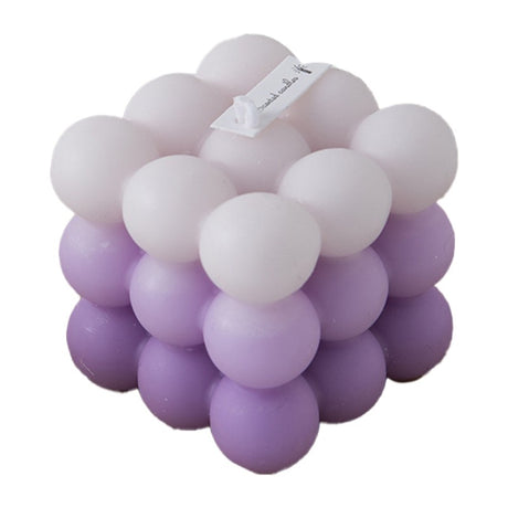 Lumanare Parfumata, Vivimall, din Ceara De Soia, Model Cub, Gradient in 3 Culori Pale, 6x6x6 cm, Aroma de Lavanda, Mov - vivimall.ro