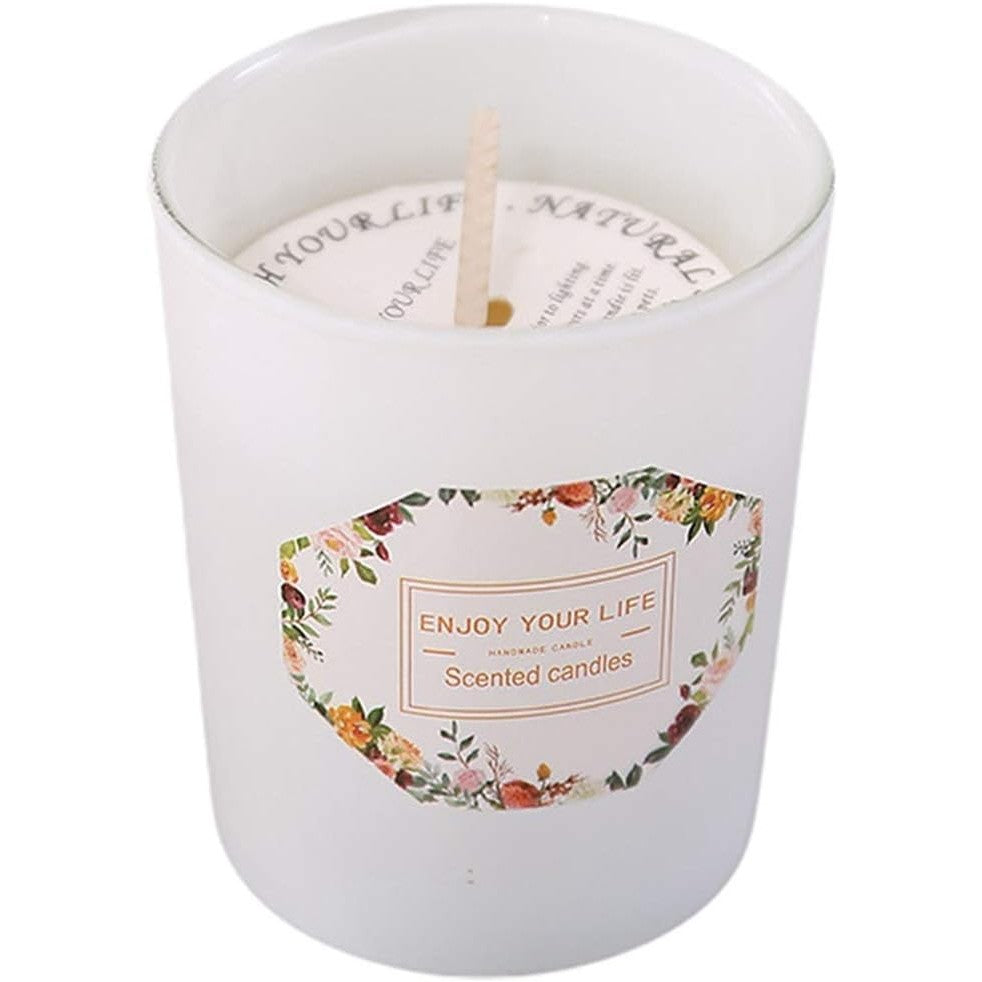 Lumanare Parfumata, Vivimall, Model Pahar Alb Mat, Aroma de Ceai Verde si Floare de Portocal, din Ceara de Soia, 6.2 x 5.2 cm, Alb