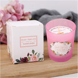 Lumanare Parfumata, Vivimall, Model Pahar Roz, Aroma de Lamaie si Trandafir, din Ceara de Soia, 6.2 x 5.2 cm, Roz - vivimall.ro