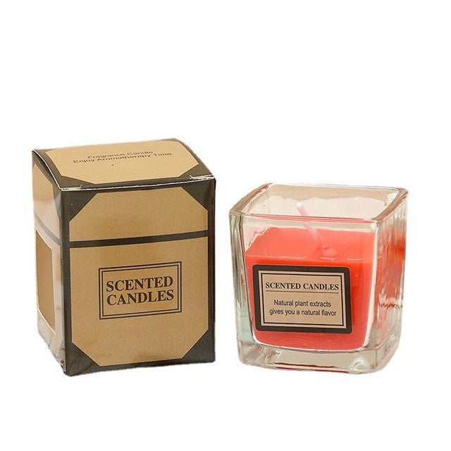 Lumanare Parfumata, Model Pahar, Cu Ulei Esential, Aroma De Capsuni, Rosu