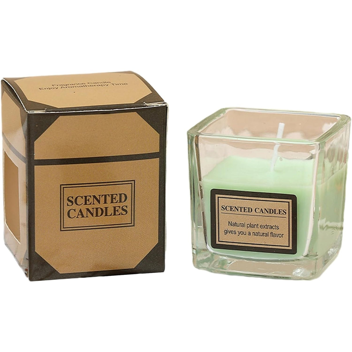 Lumanare Parfumata, Model Pahar, Cu Ulei Esential, Aroma De Ceai Alb, Verde