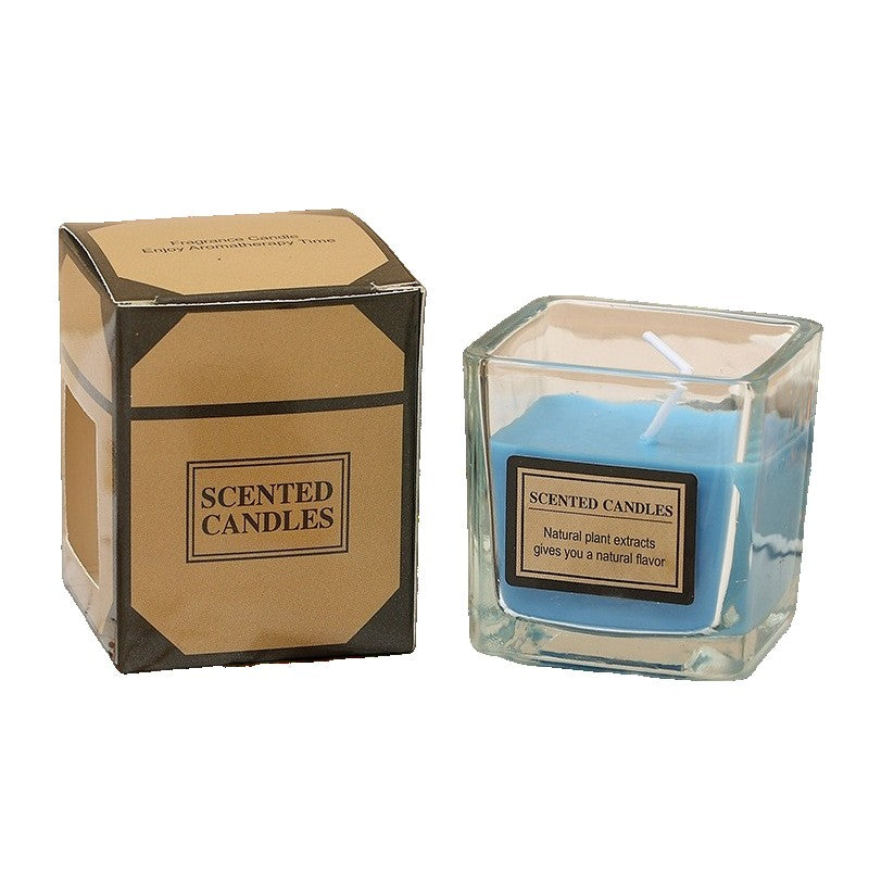 Lumanare Parfumata, Model Pahar, Cu Ulei Esential, Aroma De Frezie, Albastru