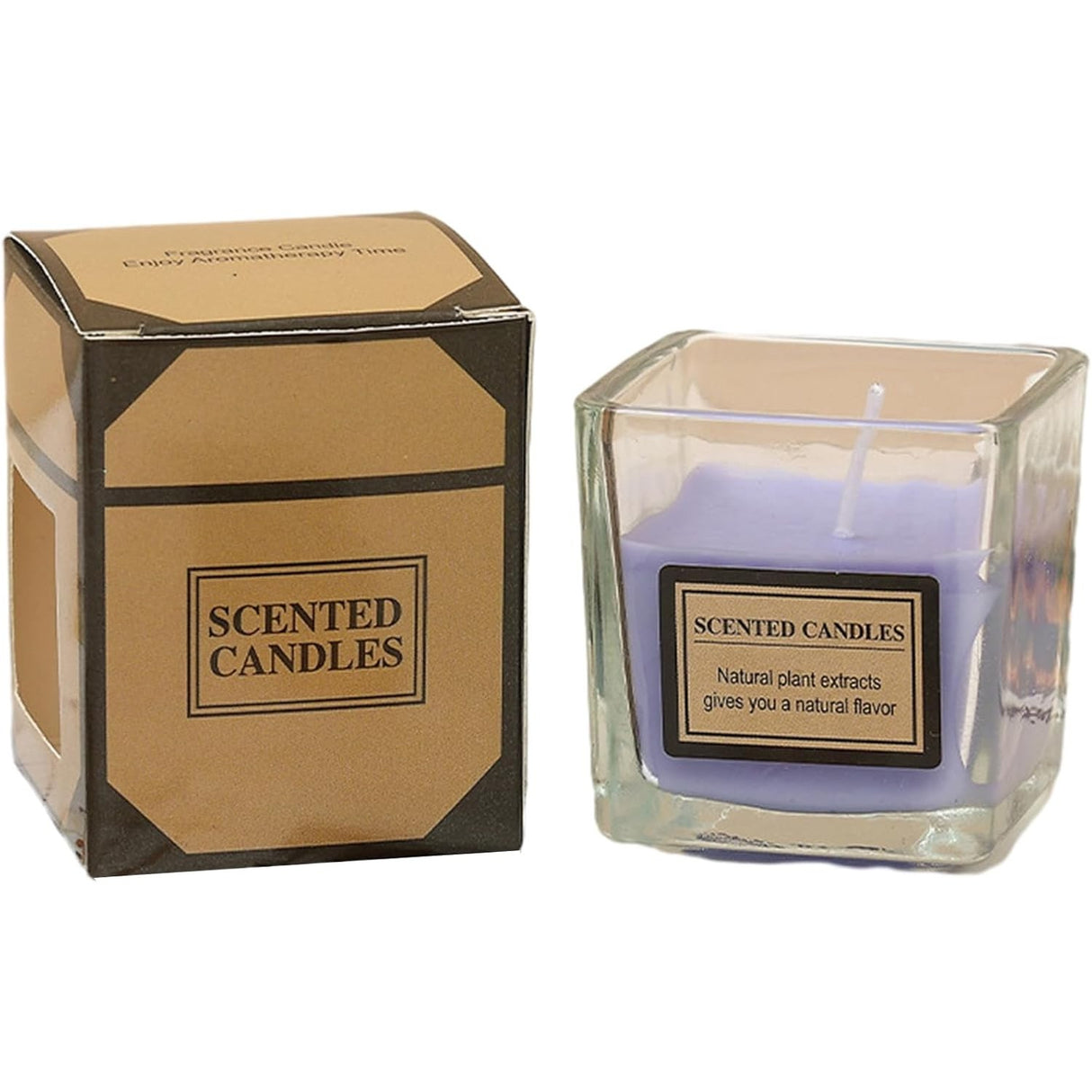 Lumanare Parfumata, Model Pahar, Cu Ulei Esential, Aroma De Lavanda, Mov