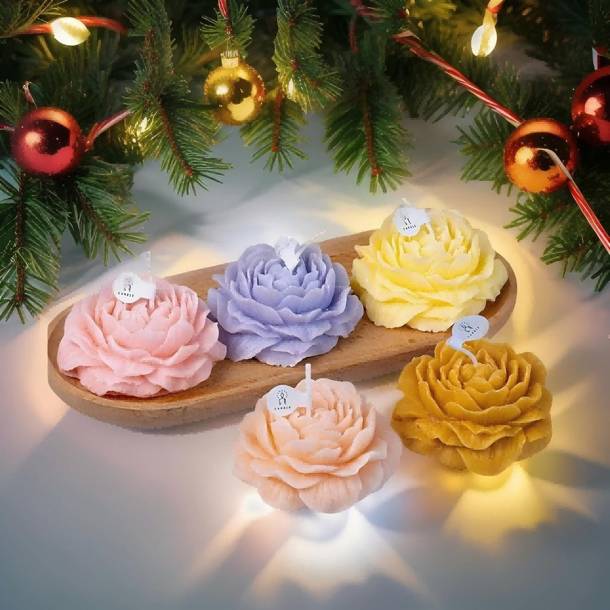 Lumanare Parfumata, Vivimall, Model Trandafir, Ardere 10h, 70 g, 7.5 x 3.5 cm, Parfum de Piersica, Roz Pal - vivimall.ro