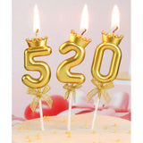 Lumanare pentru Tort Cifra 2, Model Coroana, Gold, Vivimall, Party - vivimall.ro