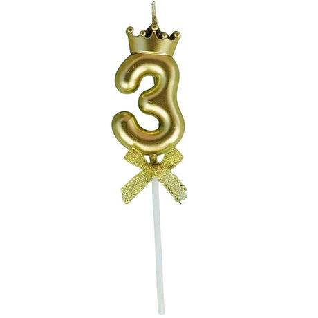 Lumanare Pentru Tort Cifra 3, Gold, Party - vivimall.ro