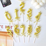 Lumanare pentru Tort Cifra 3, Model Coroana, Gold, Vivimall, Party - vivimall.ro