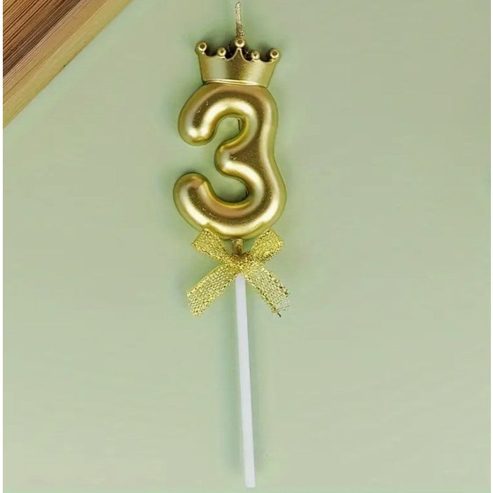 Lumanare Pentru Tort Cifra 3, Gold, Party - vivimall.ro