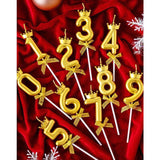 Lumanare pentru Tort Cifra 4, Model Coroana, Gold, Vivimall, Party - vivimall.ro