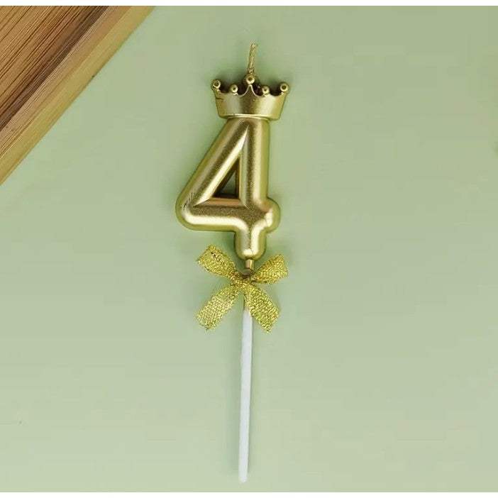 Lumanare Pentru Tort Cifra 4, Gold, Party - vivimall.ro