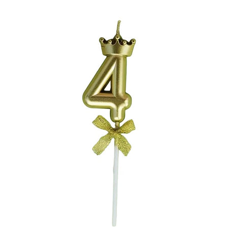 Lumanare Pentru Tort Cifra 4, Gold, Party - vivimall.ro