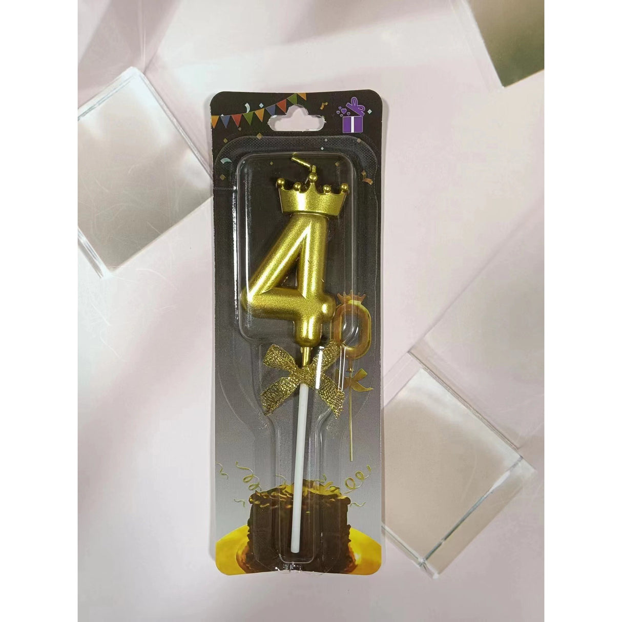 Lumanare Pentru Tort Cifra 4, Gold, Party - vivimall.ro
