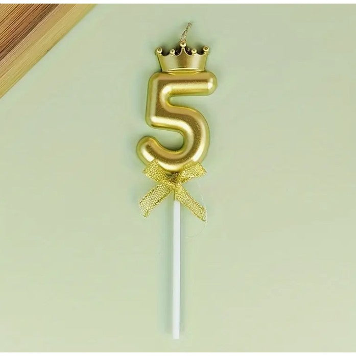 Lumanare Pentru Tort Cifra 5, Gold, Party - vivimall.ro