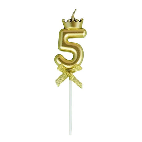 Lumanare Pentru Tort Cifra 5, Gold, Party - vivimall.ro