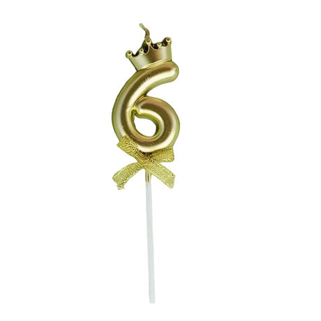 Lumanare Pentru Tort Cifra 6, Gold, Party - vivimall.ro