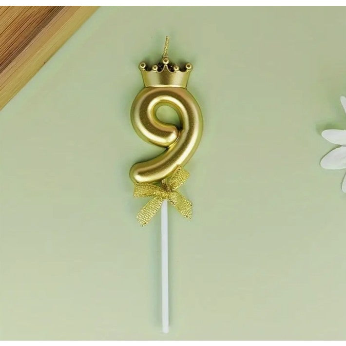 Lumanare Pentru Tort Cifra 9, Gold, Party - vivimall.ro