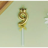 Lumanare Pentru Tort Cifra 9, Gold, Party - vivimall.ro